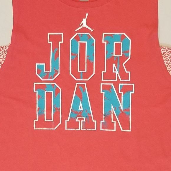 Jordan Other - Air Jordan Jumpman Girl's Coral & Teal Graphic Tank Top Sz L 12-13yr